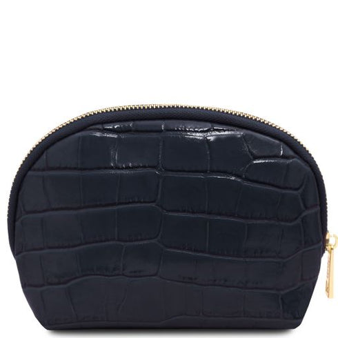 Vera - Croc print leather toiletry case